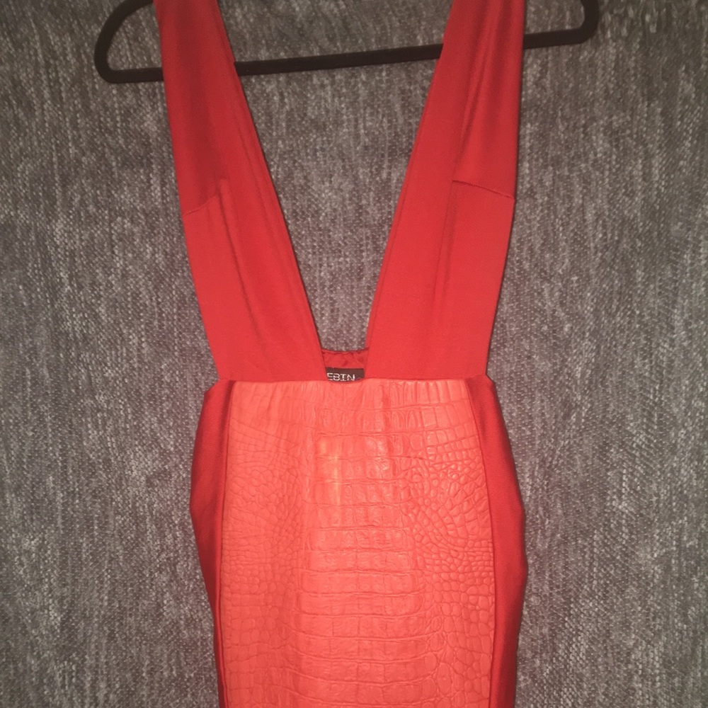 Short Red Dress With Python Panel Down The Front - image 1